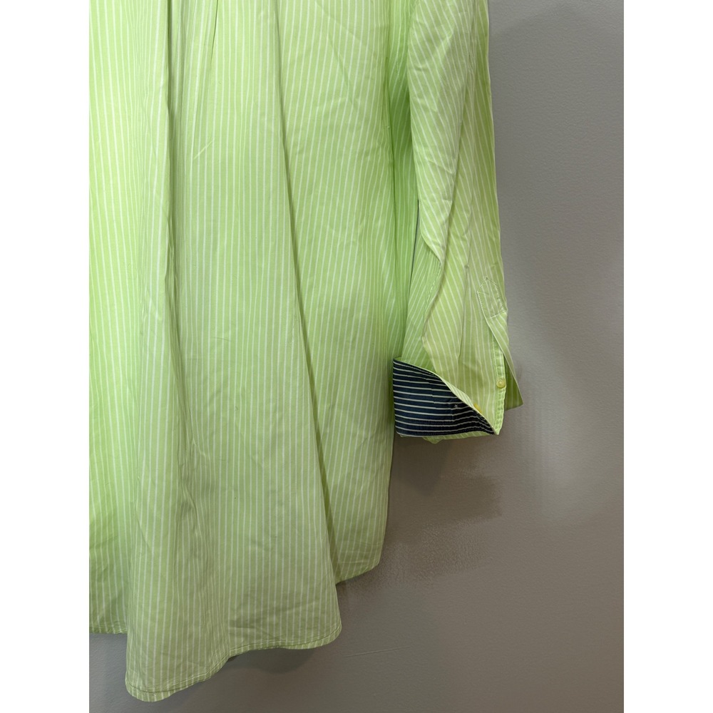 Peter Millar Mens Lime‎ Green White Striped Button Down Shirt Large Cotton L - Picture 4 of 6